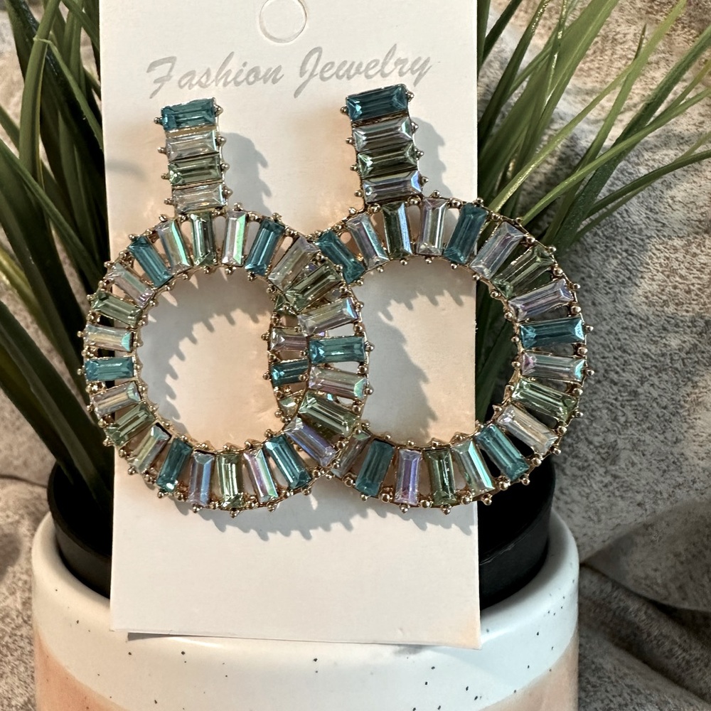 New fashion jewelry beautiful Rhinestone colorful large earrings